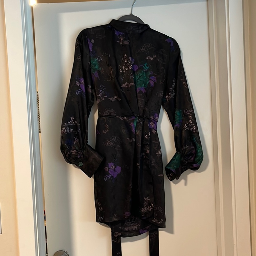 Zara long sleeve silk-look dress